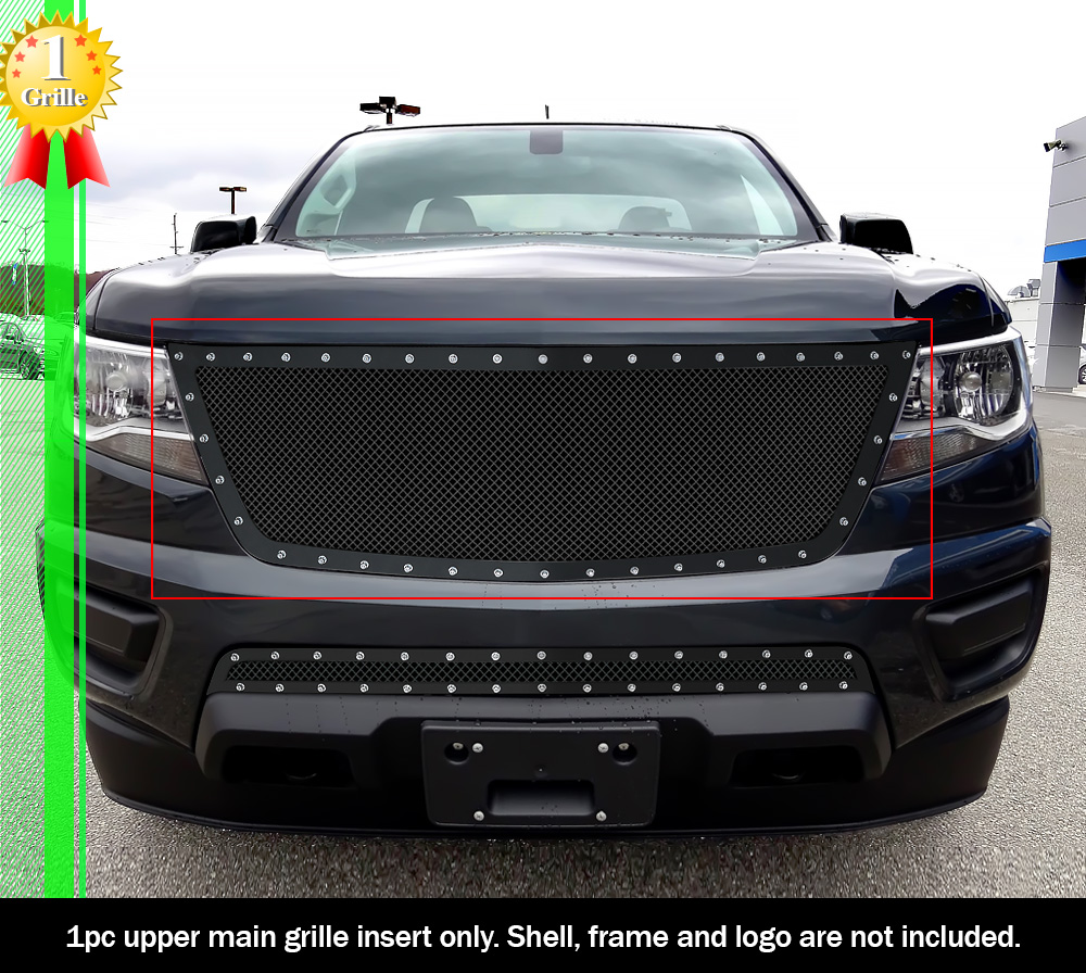 Fits 20152020 Chevy Colorado Stainless Steel Black Mesh Rivet Grille
